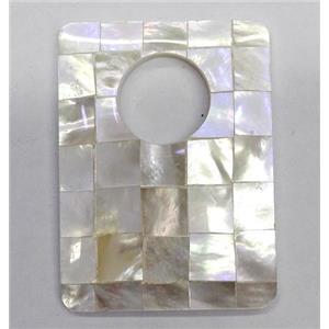 Paua Abalone shell pendant, rectangle, approx 30x40mm