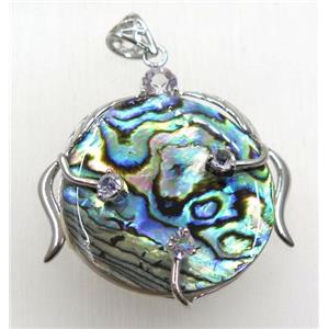 Paua Abalone shell pendant, approx 40mm