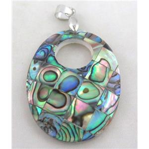 Paua Abalone shell pendant, approx 30x40mm