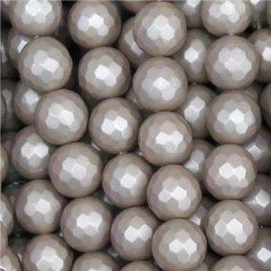 matte pearlized shell bead, faceted round, approx 12mm dia