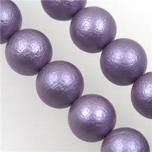 round matte purple pearlized shell beads, approx 6mm dia