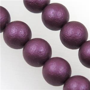 round matte purple pearlized shell beads, approx 6mm dia