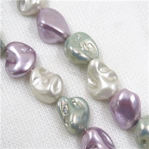 baroque style freshwater shell beads, freeform, mix color, approx 15-20mm