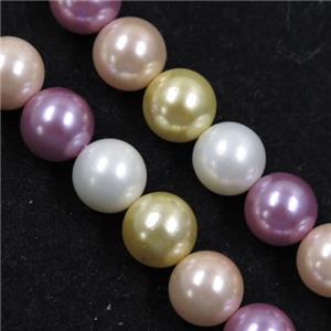 round Pearlized Shell Beads, mixed color, approx 12mm dia