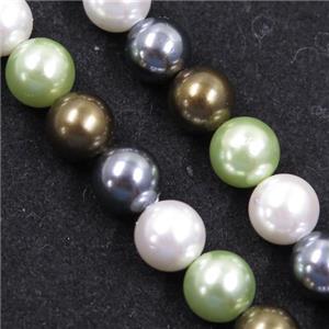 round Pearlized Shell Beads, mixed color, approx 12mm dia