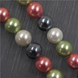 round Pearlized Shell Beads, mixed color, approx 10mm dia