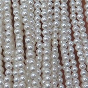 white round pearlized shell beads, approx 2mm dia