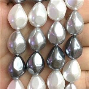 pearlized shell beads, teardrop, mix, approx 14-18mm