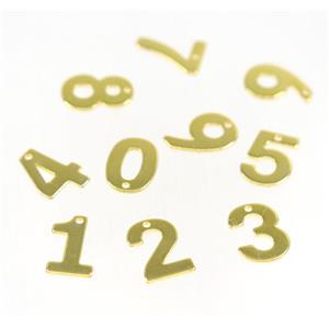 stainless steel number pendant, gold plated, approx 6-11mm