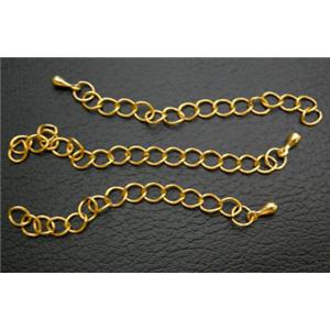 Stainless Steel Necklace Extender chain, shortener, Gold Plated, approx 5cm length, loop:4.3x5mm