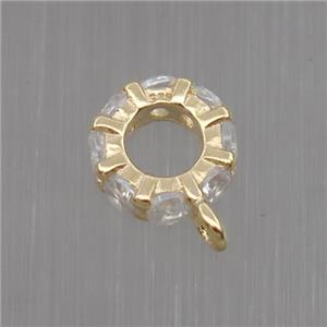 Sterling Silver hanger pave zircon, gold plated, approx 6.5mm dia