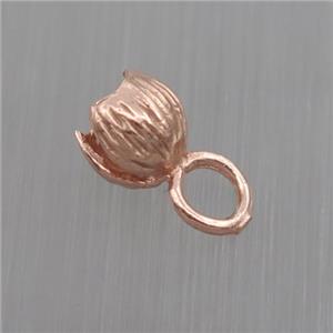 Sterling Silver pendant paved zircon, lotus flower, rose gold, approx 6-11mm