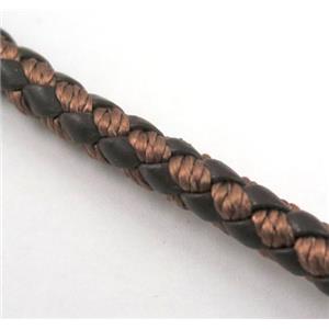 PU leather cord, round, approx 5mm dia