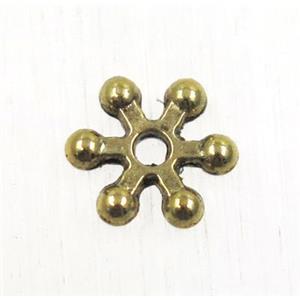 tibetan silver spacer daisy beads, non-nickel, antique gold, approx 8mm dia