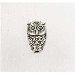 tibetan silver zinc owl beads, non-nickel, approx 6x10.5mm