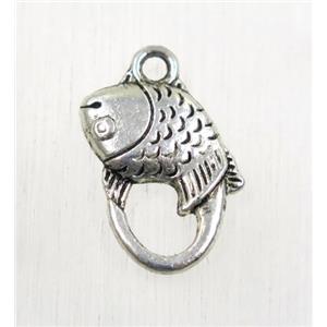 tibetan silver zinc fish pendant, non-nickel, approx 13x16.5mm