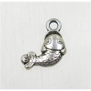 tibetan silver zinc fish pendant, non-nickel, approx 8-12mm