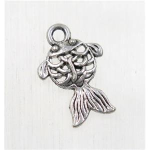 tibetan silver Zinc fish beads, non-nickel, approx 11x13.5mm