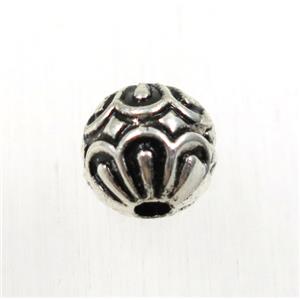 round tibetan silver zinc beads, non-nickel, approx 9mm dia