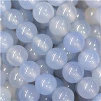 round Chalcedony beads, light blue, approx 10mm dia