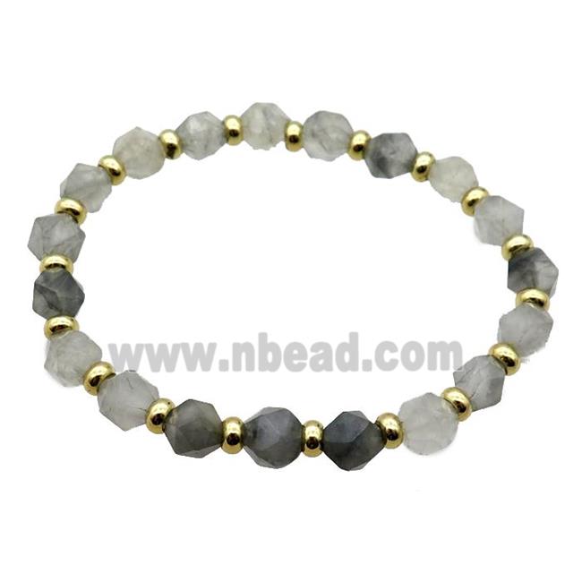 gray Cloudy Quartz Bracelet, stretchy