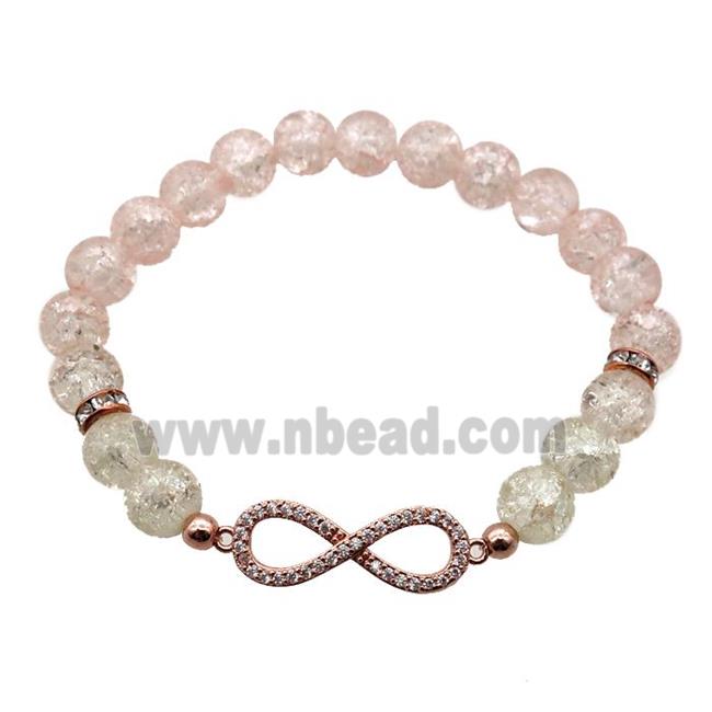 Crackle Crystal Bracelet with infinity, stretchy