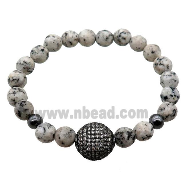 black Dalmatian Jasper Bracelet, stretchy