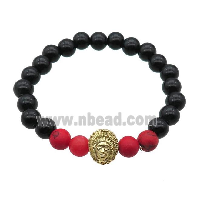 black Onyx Agate Bracelet with Shaikh, stretchy