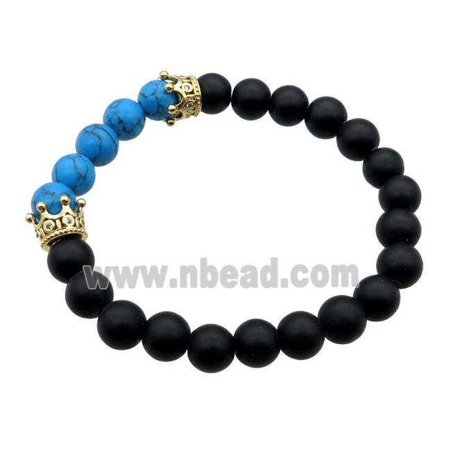 black matte Onyx Agate Bracelet, stretchy