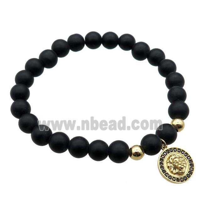 black matte Onyx Agate Bracelet, stretchy