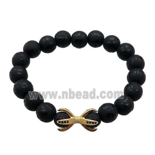 black Onyx Agate Bracelet, stretchy