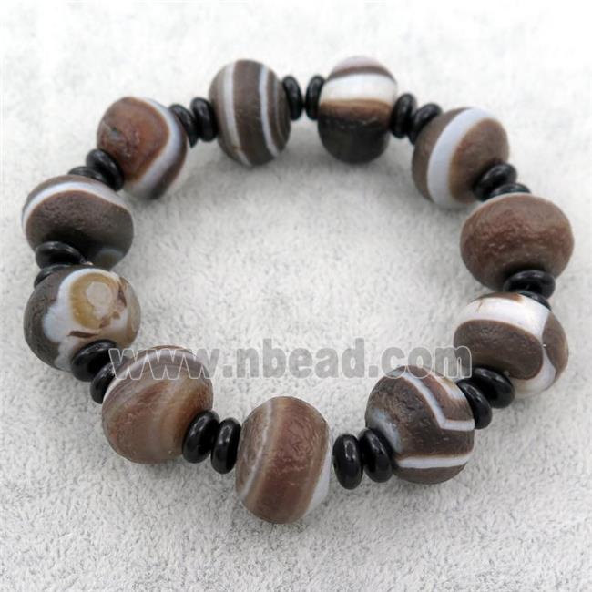 Tibetan Agate beaded bracelet, stretchy