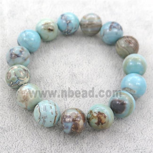 dye Agate Bracelet, turq, stretchy