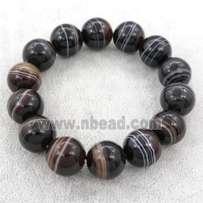 deepcoffee striped agate beaded Bracelet, stretchy