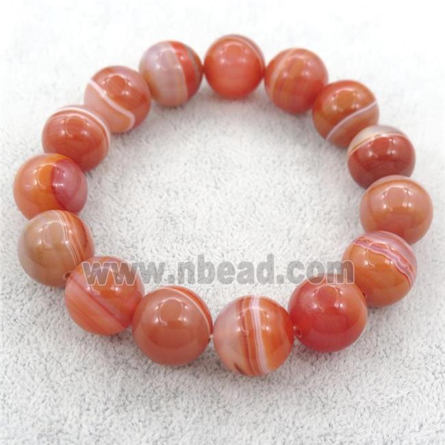 red Striped Agate Bracelet, stretchy