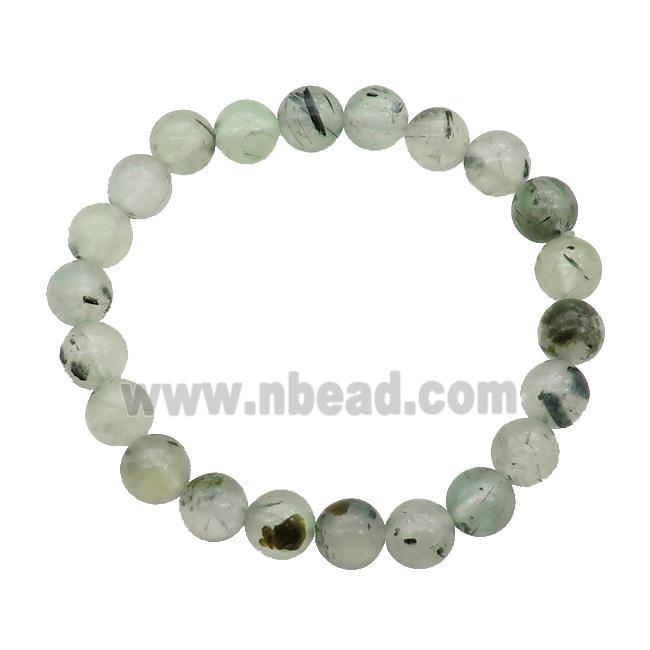 green Prehnite Bracelet Stretchy Round