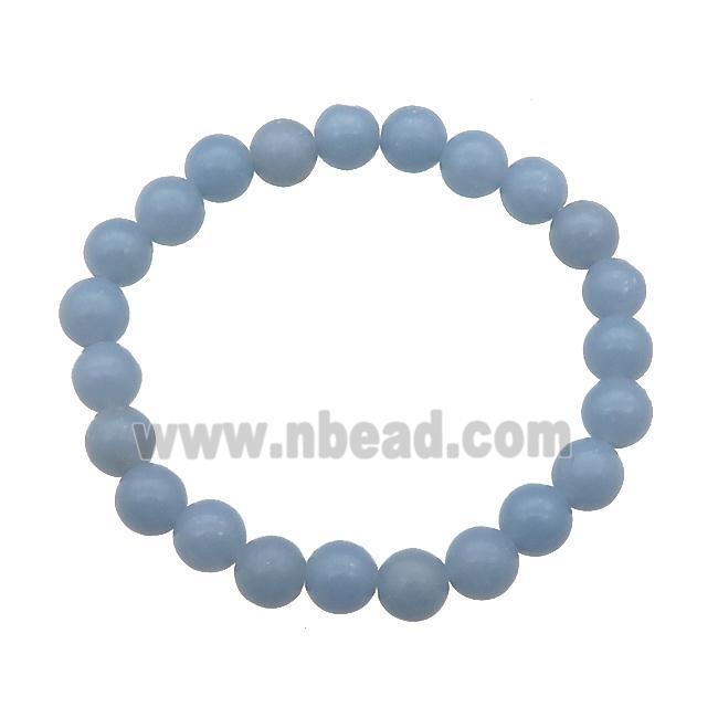 Blue Angelite Bracelet Stretchy Round