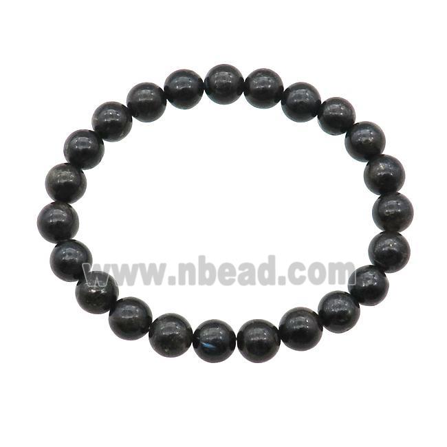 Black Hornblende Bracelet Stretchy Round