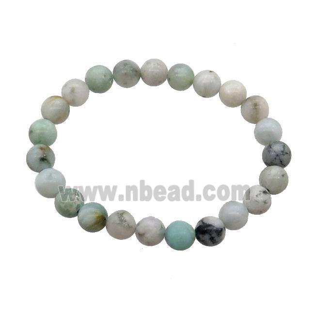 Burmese Chrysoprase Bracelet Stretchy Round