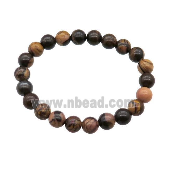 African Picture Jasper Bracelet Stretchy Round