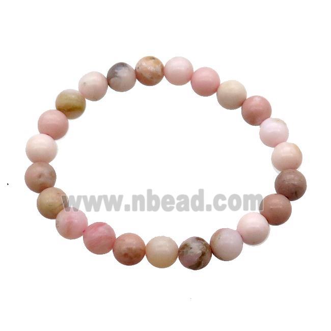 Pink Opal Bracelet Stretchy Round