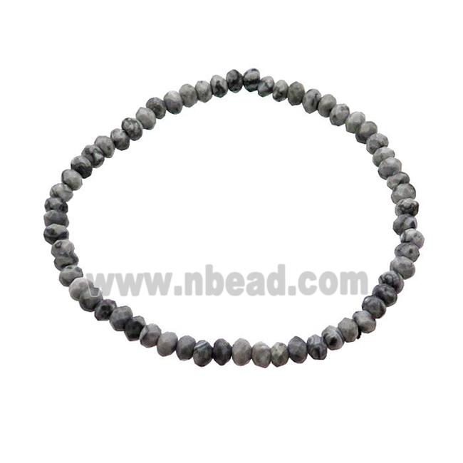 Gray Map Jasper Bracelet Stretchy