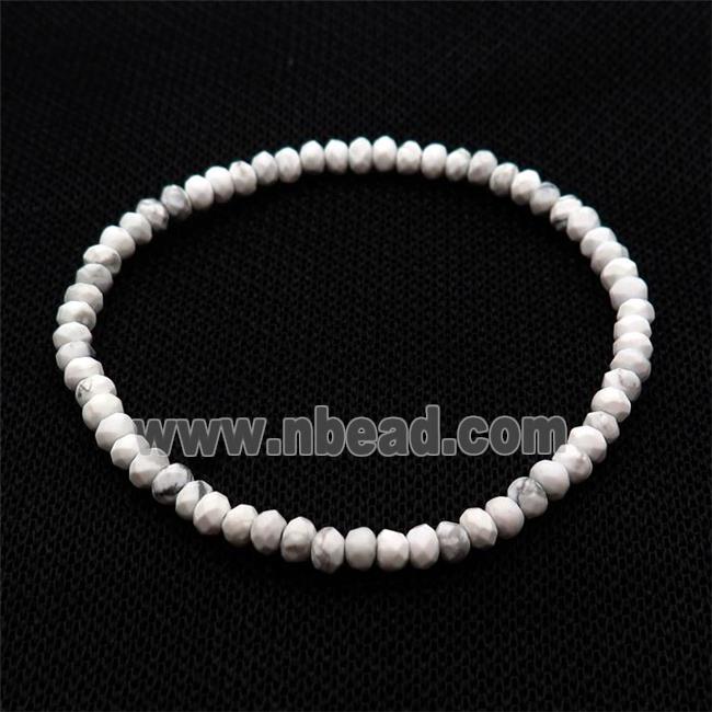 White Howlite Turquoise Bracelet Stretchy