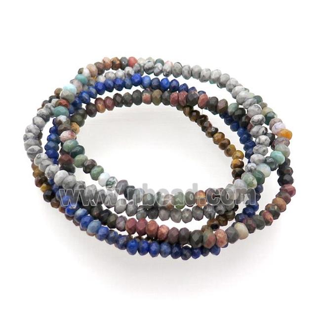 Mix Gemstone Bracelet Stretchy Faceted Rondelle