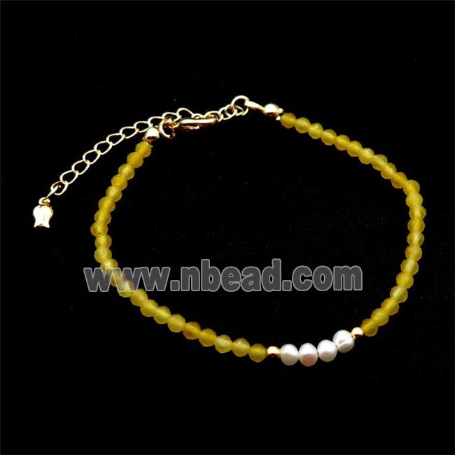 Yellow Agate Bracelet With Pearl