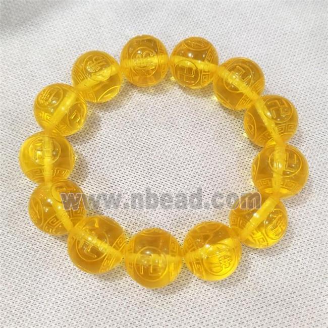 Resin Bracelet Stretchy Yellow