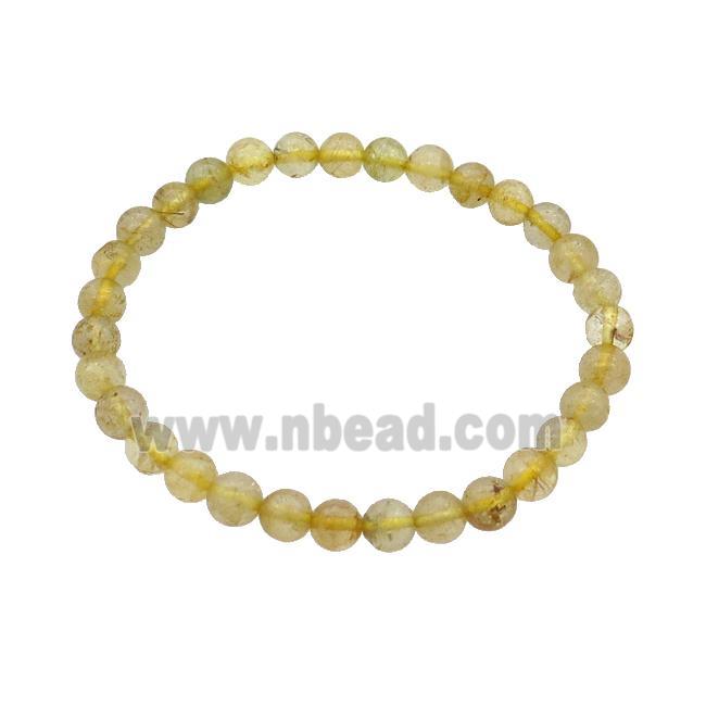 Gold Rutilated Quartz Bracelet Stretchy Round