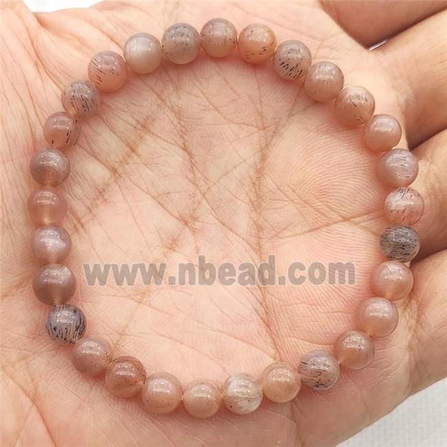 Natural Peach Moonstone Bracelet Round