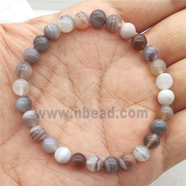 Natural Botswana Agate Bracelet Stretchy Round