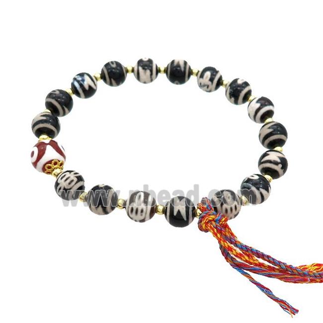 Tibetan Agate Bracelets With Tassel Stretchy